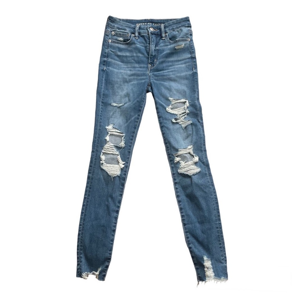 American Eagle | Super High-rise Ripped Jeggings | Medium Blue | Women’s Size 2